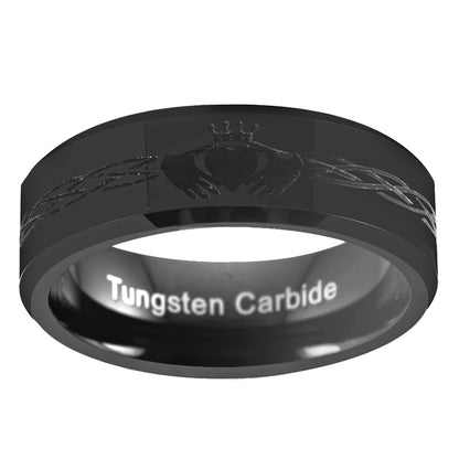 Black Claddagh Tungsten Ring