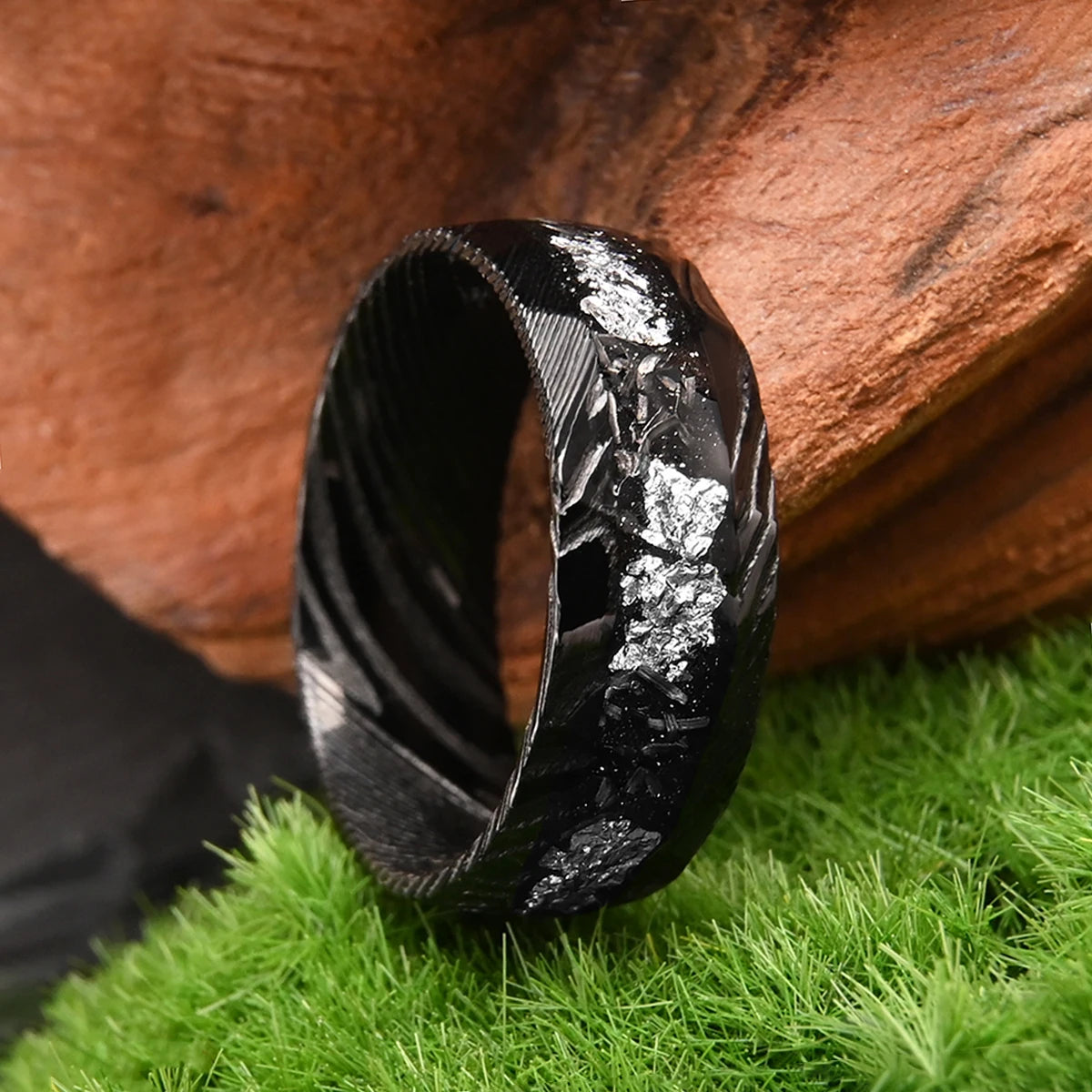 Black Damascus Steel Ring