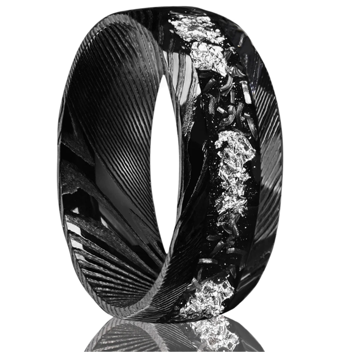 Black Damascus Steel Ring