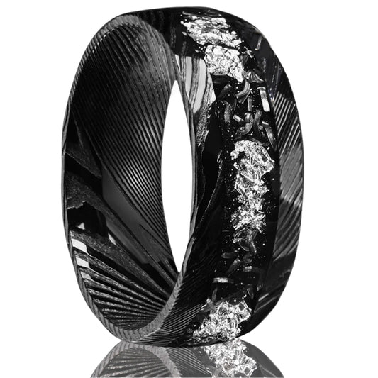 Black Damascus Steel Ring