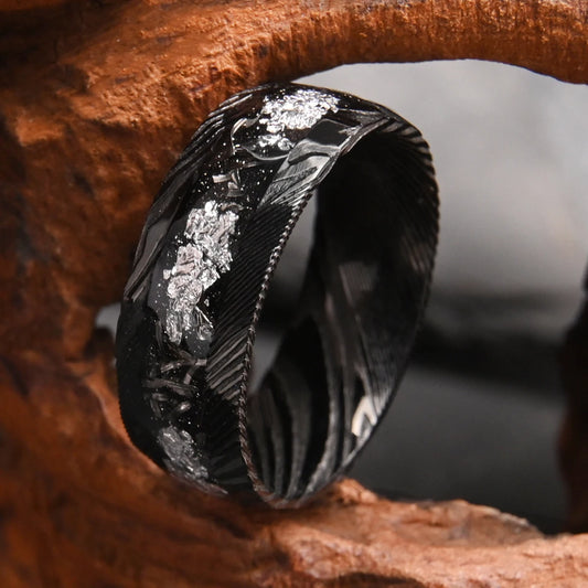 Black Damascus Steel Ring