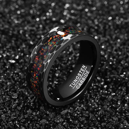Black Edge Batch Flower Tungsten Carbide Ring