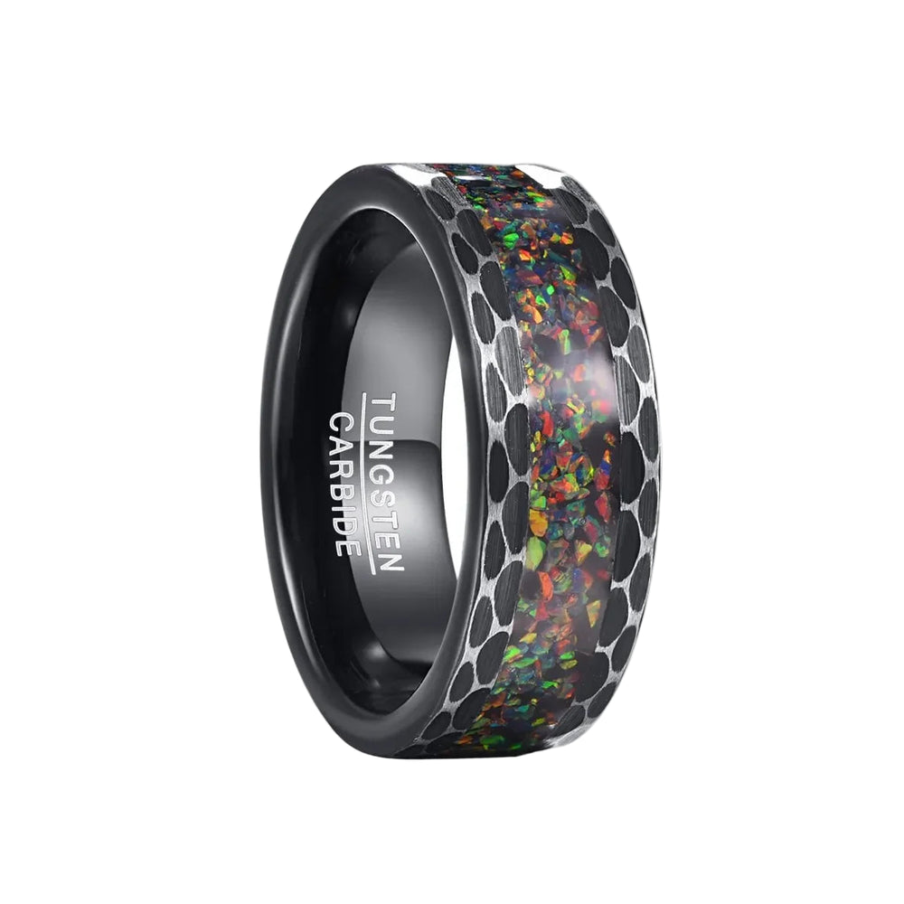 Black Edge Batch Flower Tungsten Carbide Ring