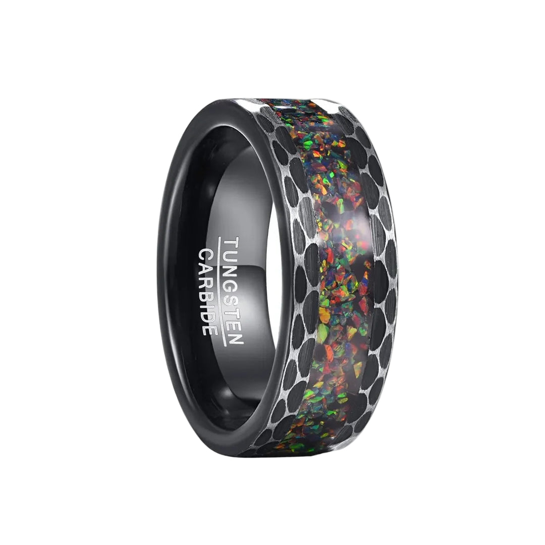 Black Edge Batch Flower Tungsten Carbide Ring