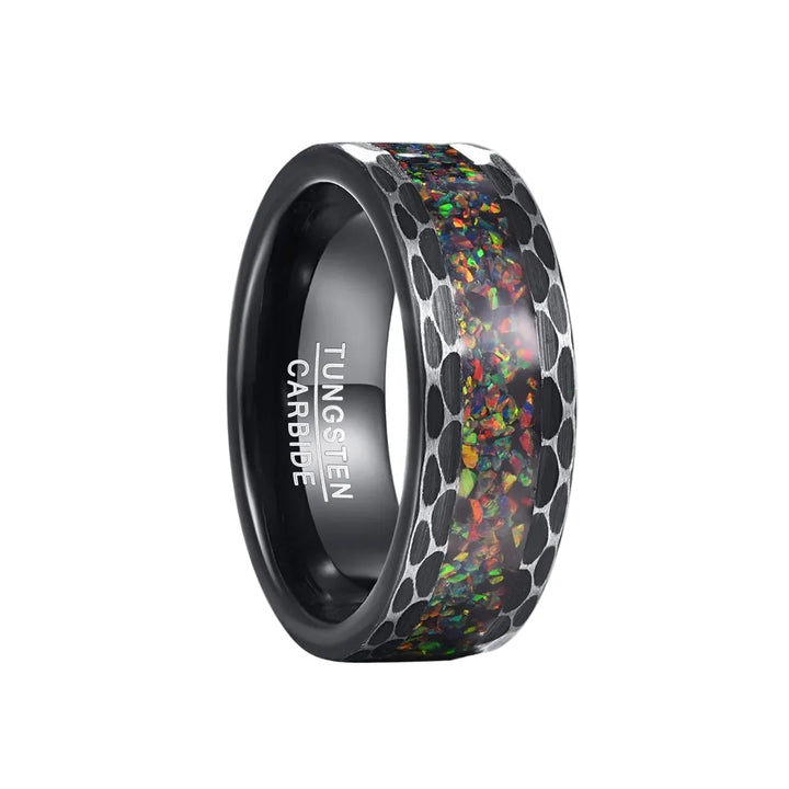Black Edge Batch Flower Tungsten Carbide Ring