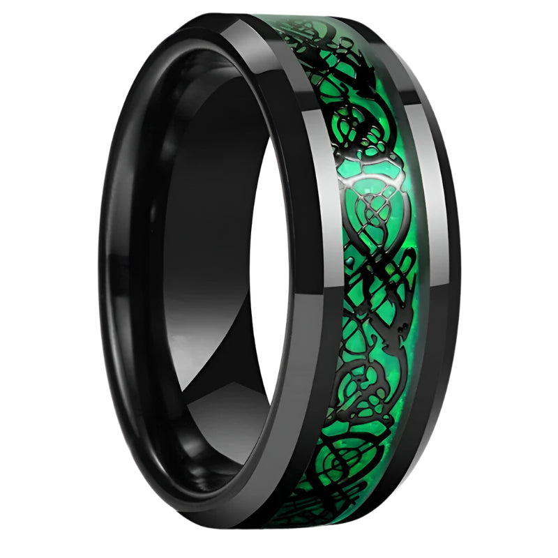 Black and Green Tungsten Ring