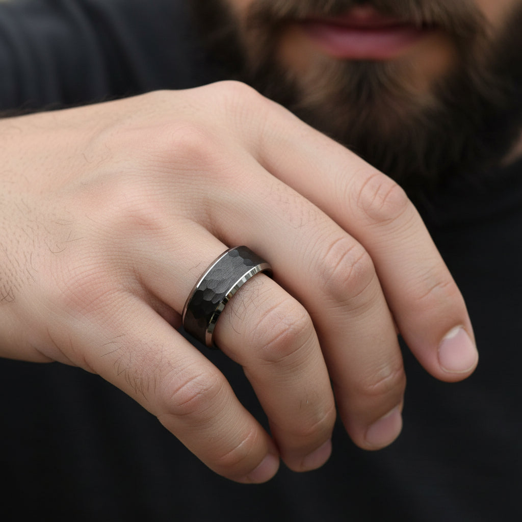 Black Hammered Men’s Ring