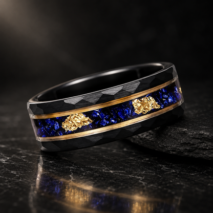 Black Hammered Tungsten Ring