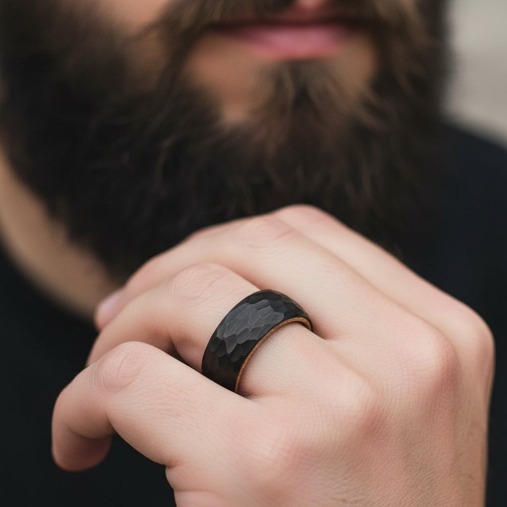 Black_Hammered_Whiskey_Barrel_Ring__Mens_8mm_Band