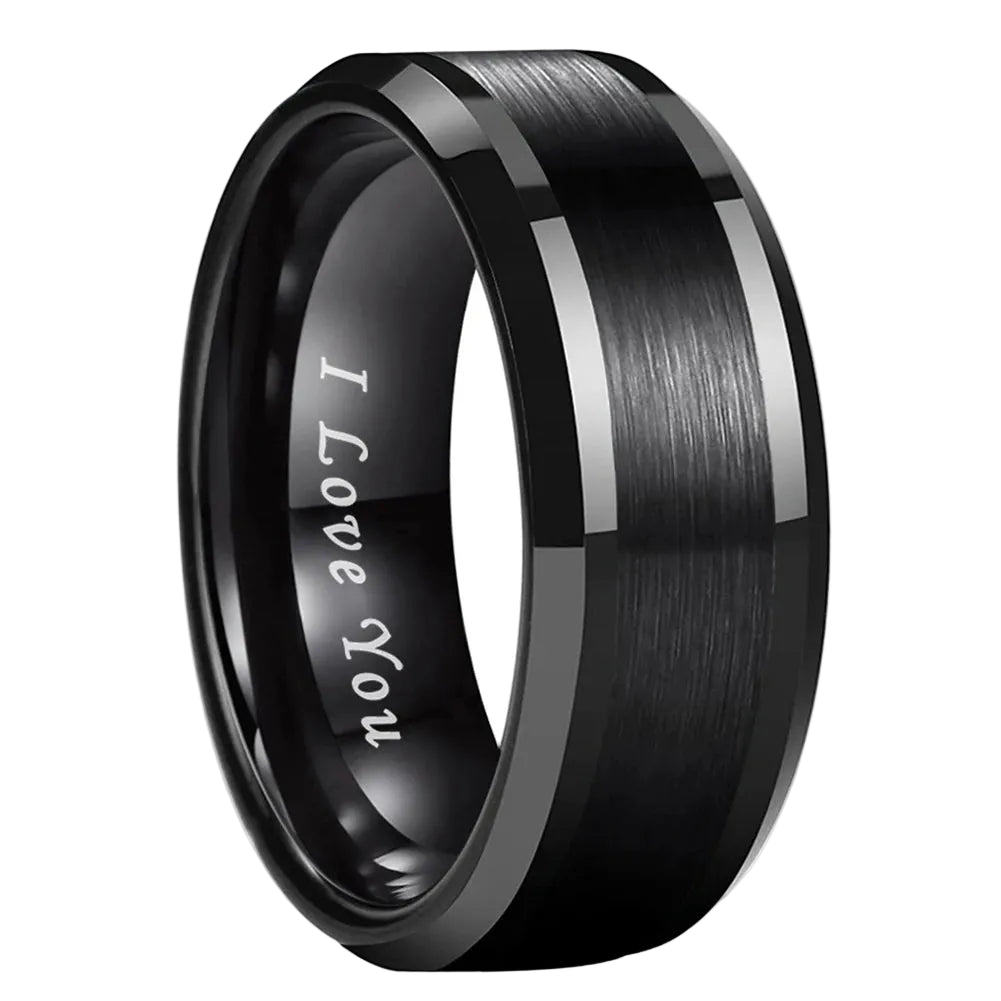 Black I Love You Ring