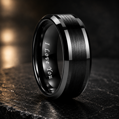 Black I Love You Ring
