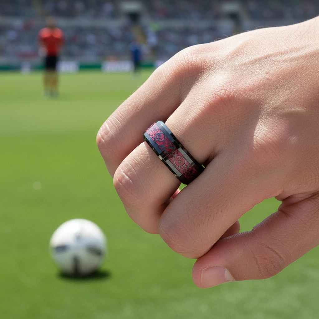 Black and Red Carbon Fiber Ring
