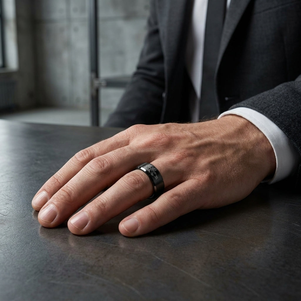 Black Tungsten Claddagh Ring