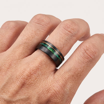 Black Tungsten Galaxy Ring – 8mm Wedding Band