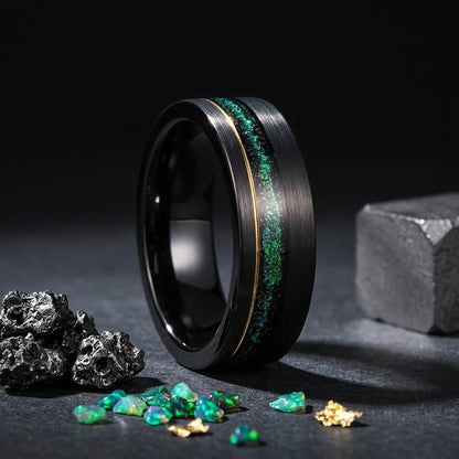 Black Tungsten Galaxy Ring – 8mm Wedding Band