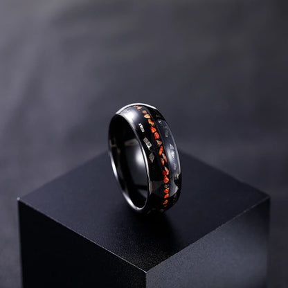 Black Tungsten Meteorite Dinosaur Bone Ring
