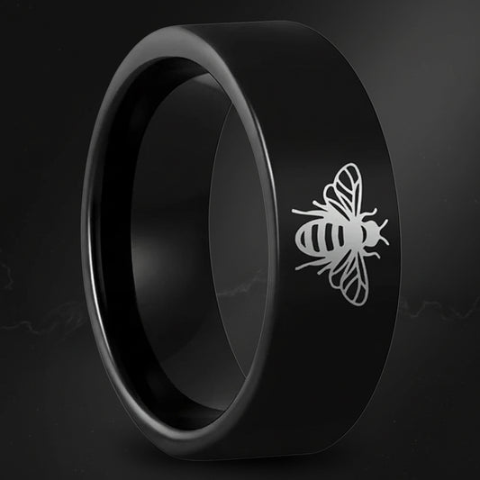 Black Tungsten Bee Ring