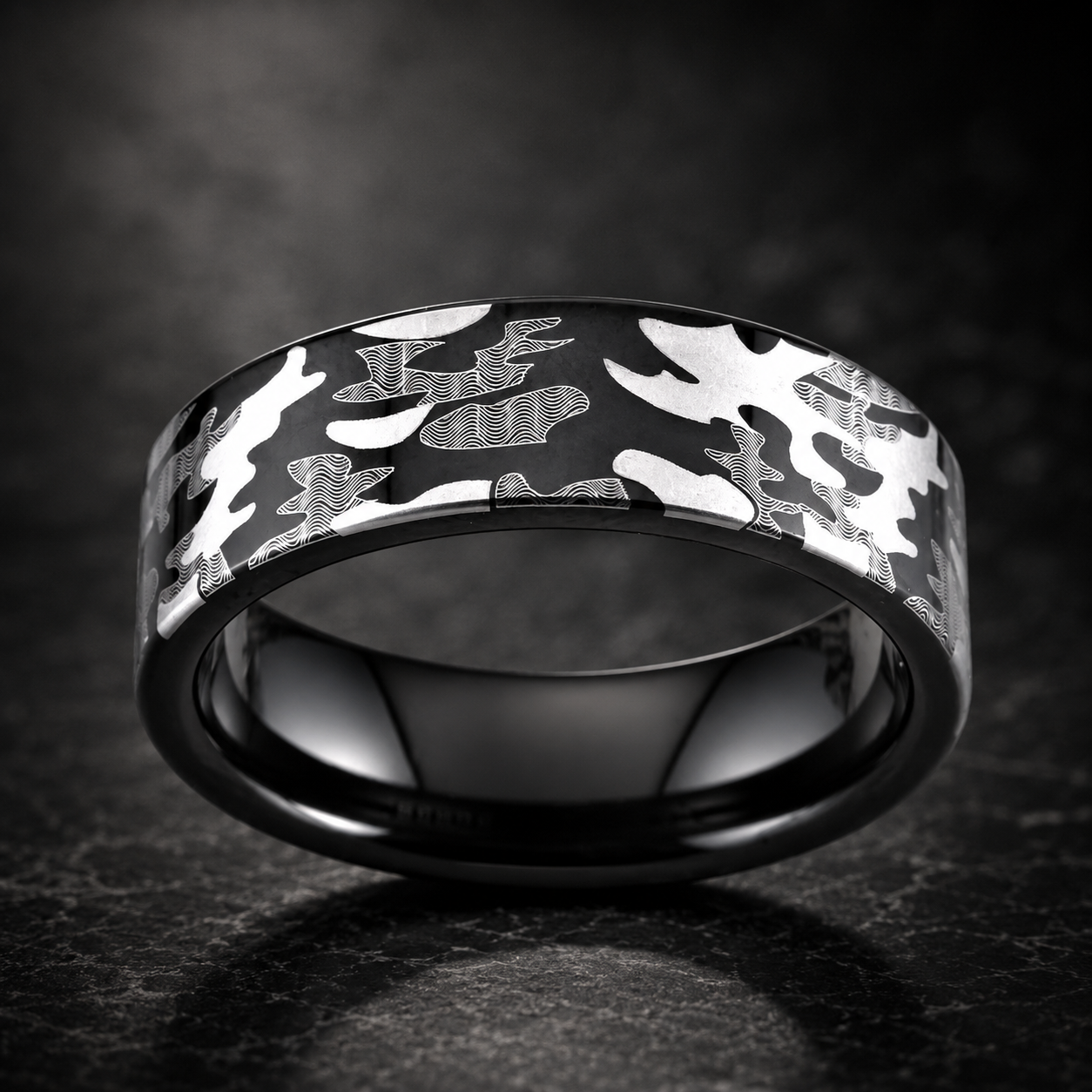 Black Tungsten Camo Ring
