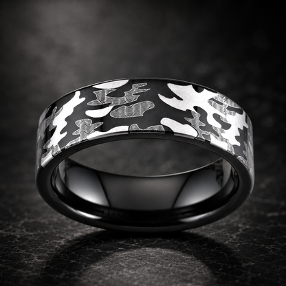 Black Tungsten Camo Ring