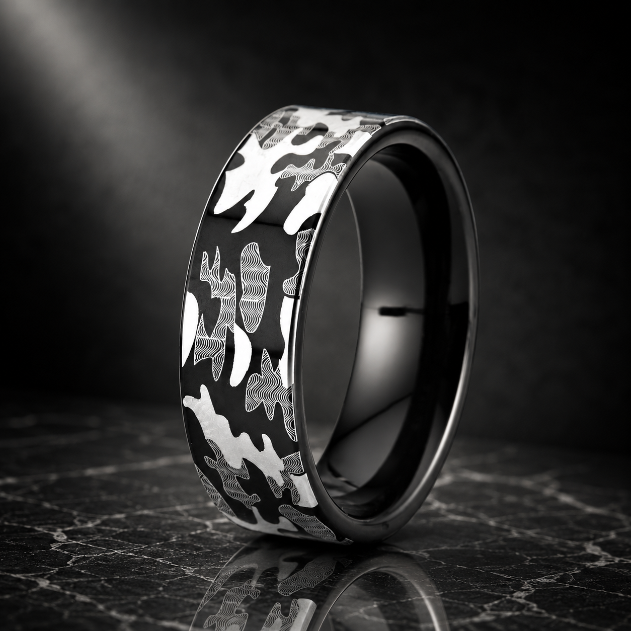 Black Tungsten Camo Ring