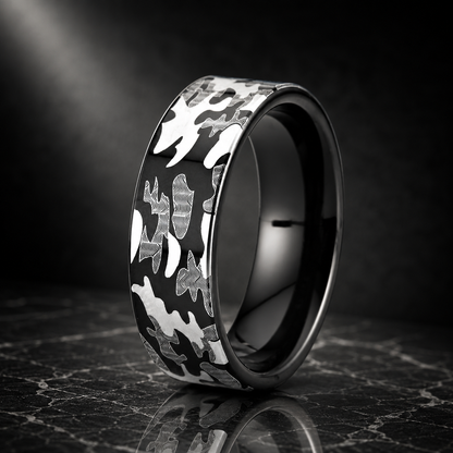 Black Tungsten Camo Ring