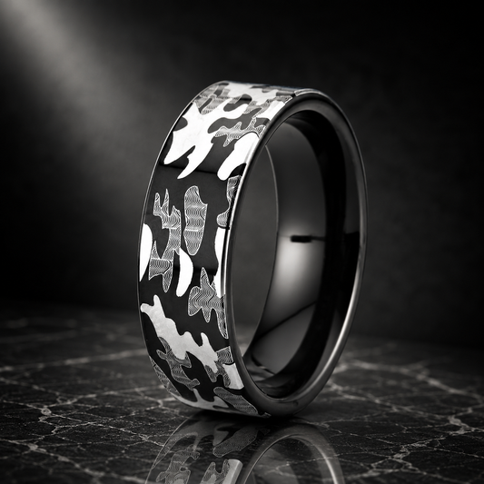Black Tungsten Camo Ring