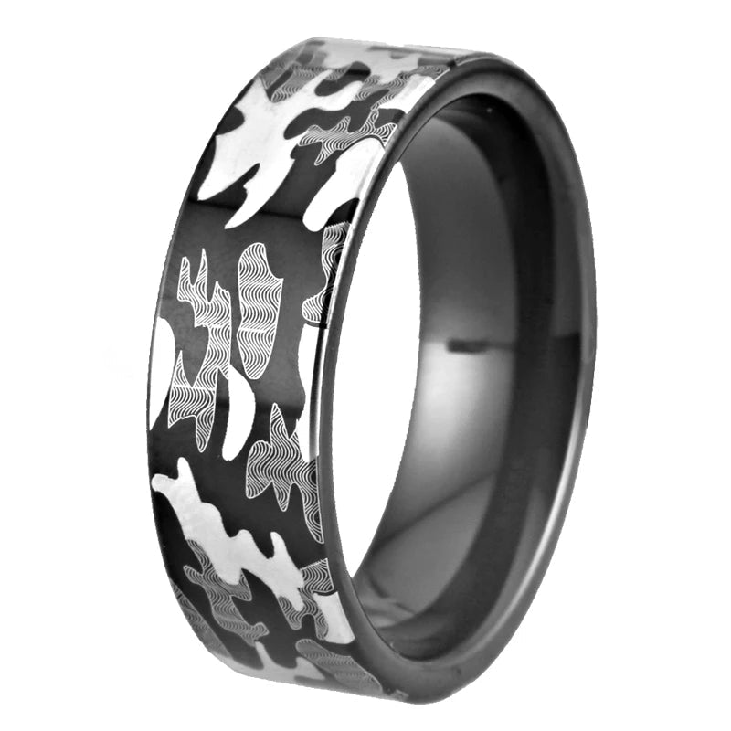 Black Tungsten Camo Ring