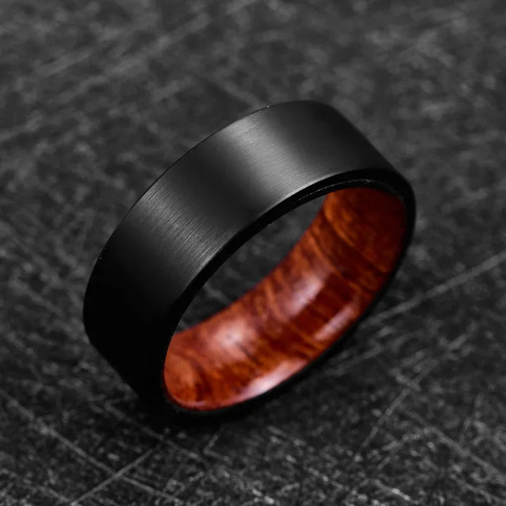 Black Tungsten Carbide Wooden Ring