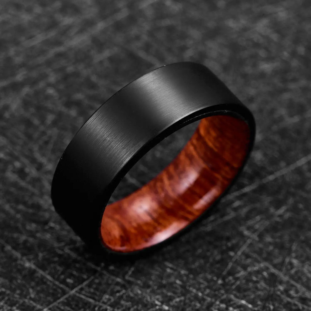 Black Tungsten Carbide Wooden Ring