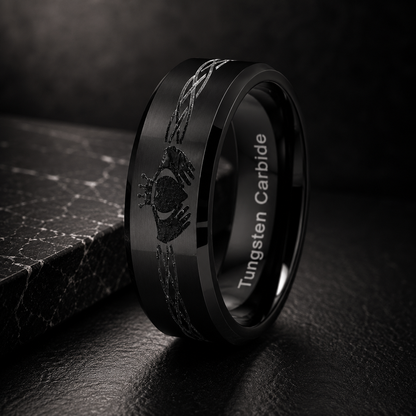 Black Tungsten Claddagh Ring