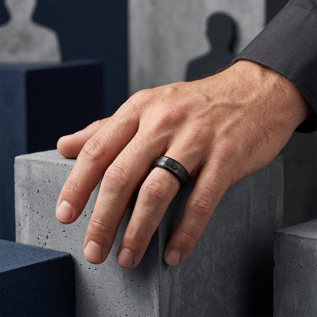 The Loyal Heart™ - Black Tungsten Claddagh Ring