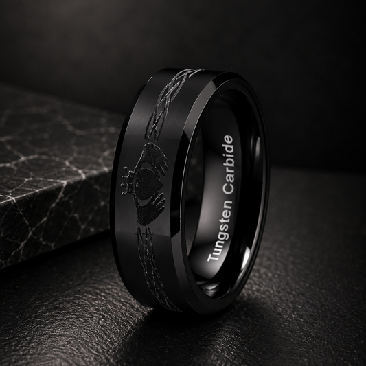 Black Tungsten Claddagh Ring