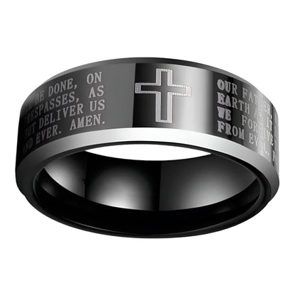 Black Tungsten Cross Ring