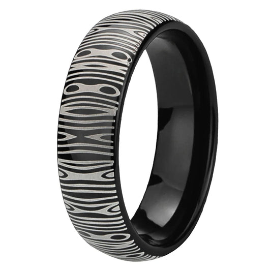 Black Tungsten Damascus Ring