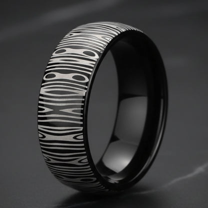 Black Tungsten Damascus Ring
