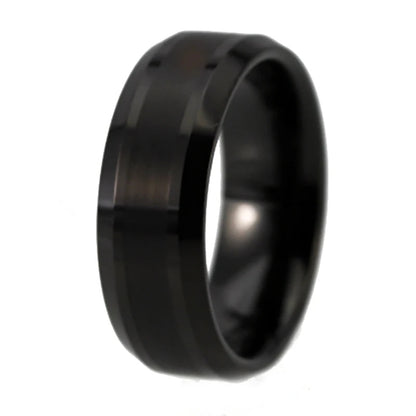Black Tungsten Engagement Ring – 8mm Trendy Couple Wedding Band for Men & Women