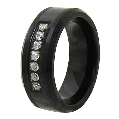 Black Tungsten Engagement Ring – 8mm Trendy Couple Wedding Band for Men & Women