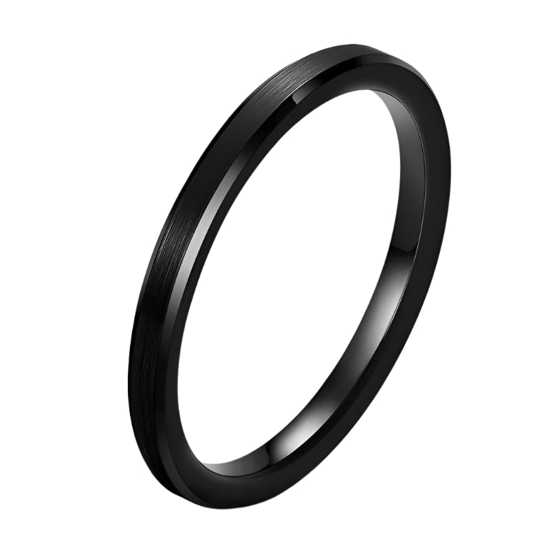 Black Tungsten Engagement Ring for Her