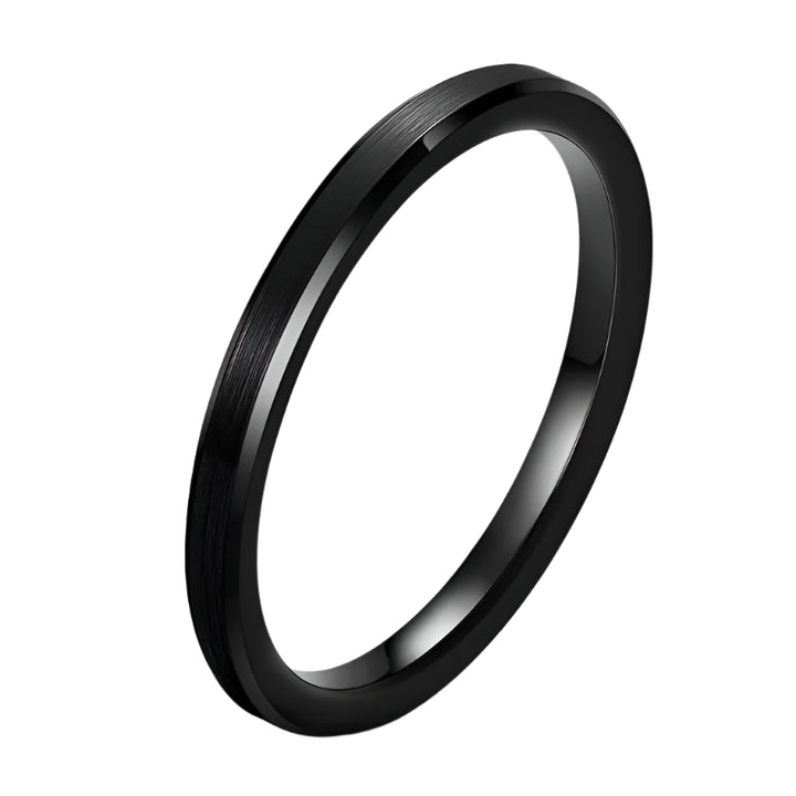 Black Tungsten Engagement Ring for Her