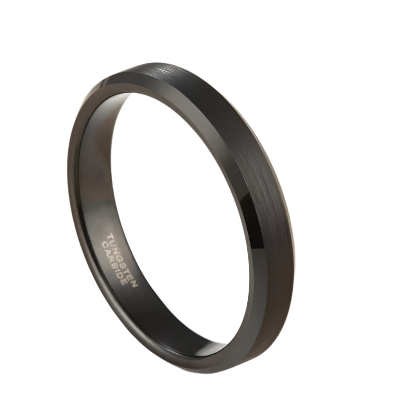Black Tungsten Engagement Ring for Her