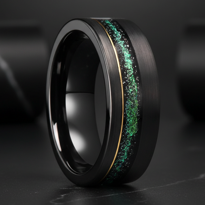 Black Tungsten Galaxy Ring – 8mm Wedding Band