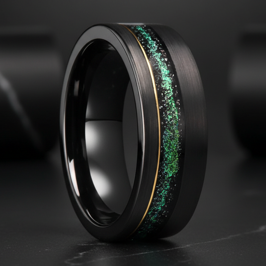 Black Tungsten Galaxy Ring – 8mm Wedding Band