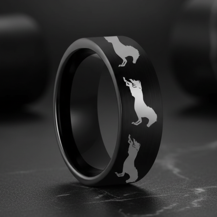 Black Tungsten Horse Ring