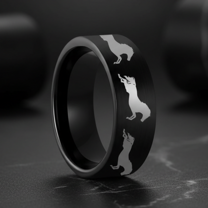 Black Tungsten Horse Ring