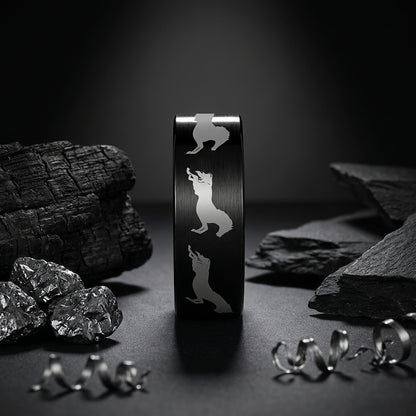 Black Tungsten Horse Ring