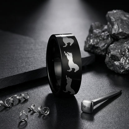 Black Tungsten Horse Ring