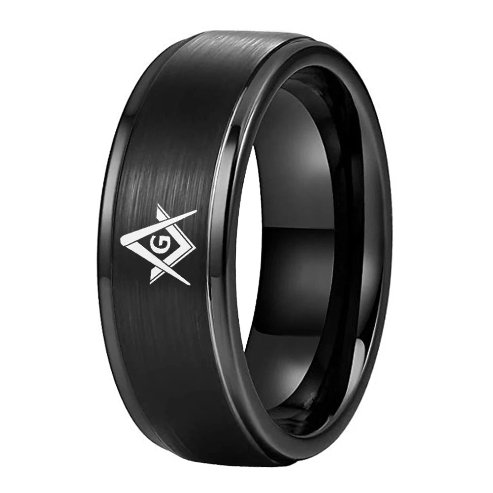 Black Tungsten Masonic Ring