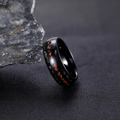 Black Tungsten Meteorite Dinosaur Bone Ring