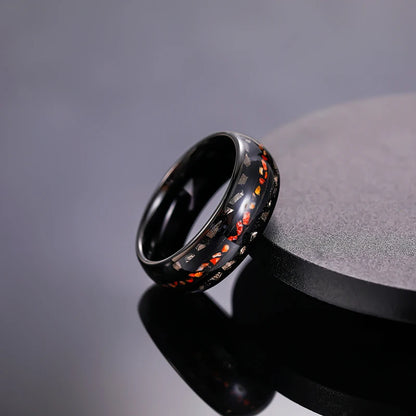 Black Tungsten Meteorite Dinosaur Bone Ring