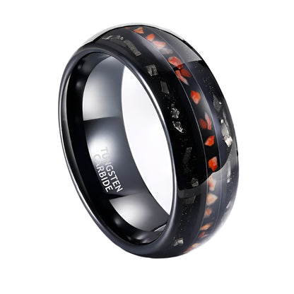 Black Tungsten Meteorite Dinosaur Bone Ring